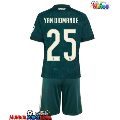 Camiseta Real Madrid Yan Diomande #25 Segunda Equipación Replica 2026-27 para niños mangas cortas (+ Pantalones cortos)